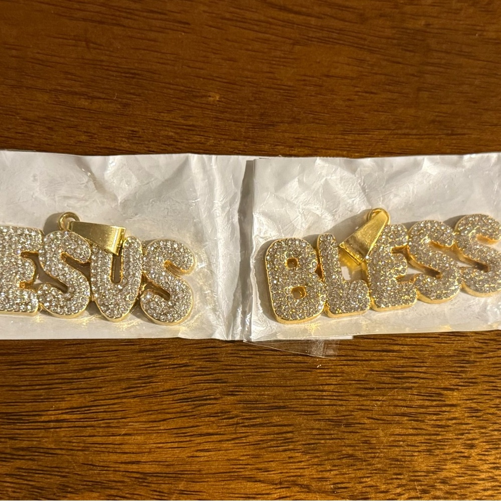 Gold and Silver Jesus Bless Pendants
